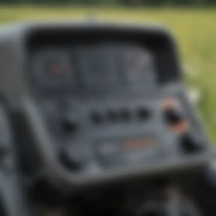 Detailed view of Kawasaki Bobcat mower's control panel