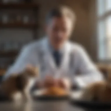 Veterinarian discussing dietary needs for cats