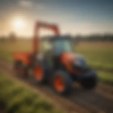 Kubota BX tractor attached with various implements showcasing its versatility