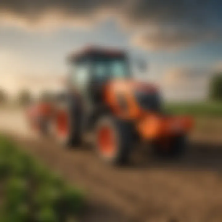 Kubota BX tractor in action on a farm, demonstrating its performance in real-world applications