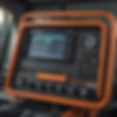 Close-up of Kubota's advanced control panel showcasing technology features