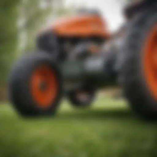 Close-up of a manual lawn mower showcasing its blades and design