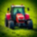Massey Ferguson tractor in a lush green field showcasing its capabilities in agriculture