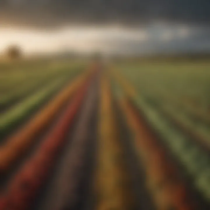 A vibrant agricultural landscape showcasing diverse crops