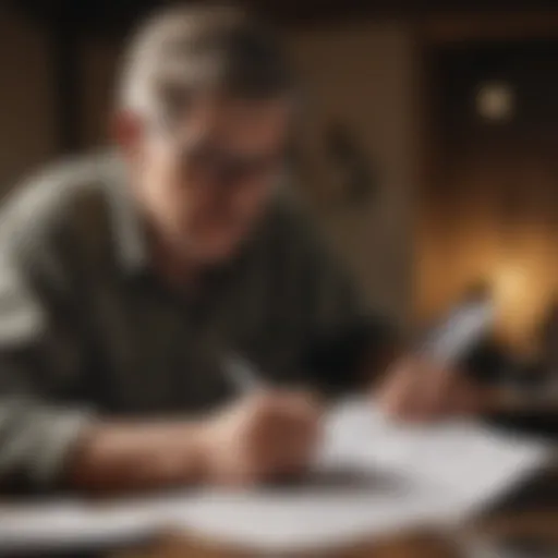 A close-up of a farmer reviewing documents for tax registration