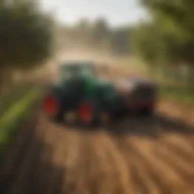 Innovation in Farming Technology Advanced agricultural technology being utilized in a farm setting.