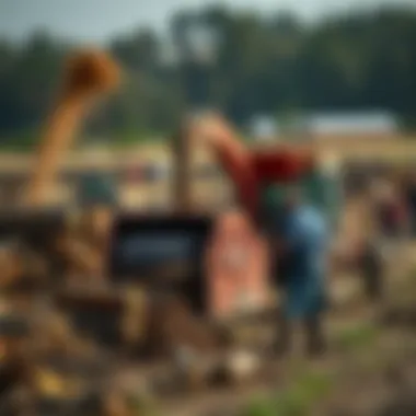 A serene landscape showing sustainable wood chipper usage