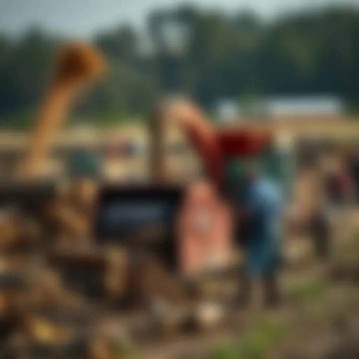 A serene landscape showing sustainable wood chipper usage