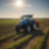 Overview of New Holland compact tractor in field