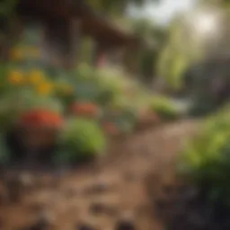 A variety of organic fertilizers displayed in a garden setting
