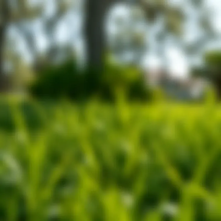 Thriving Shade-Tolerant Grass in Florida Lush shade-tolerant grass flourishing under trees in Florida