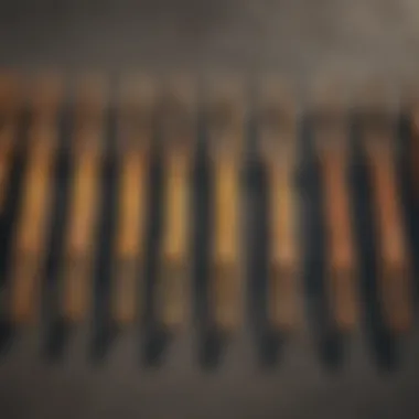 Different types of pallet forks displayed side by side