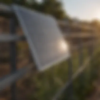 Close-up of solar panel on fence