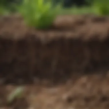 Close-up of nutrient-rich soil with healthy roots