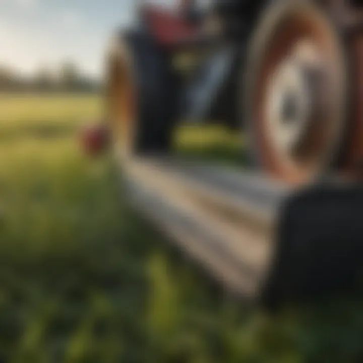 Close-up of mower blades suitable for cutting tall grass