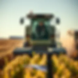 Compact harvesting machine in action in a field