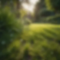 Healthy lush green grass in a well-maintained lawn