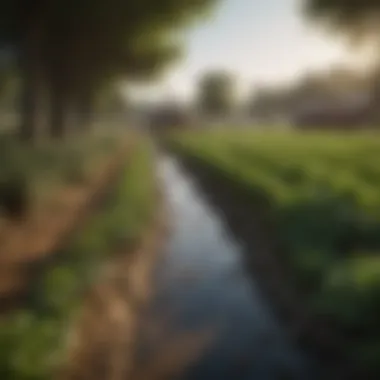 Sustainable Agriculture A lush farm showcasing sustainable agricultural practices.