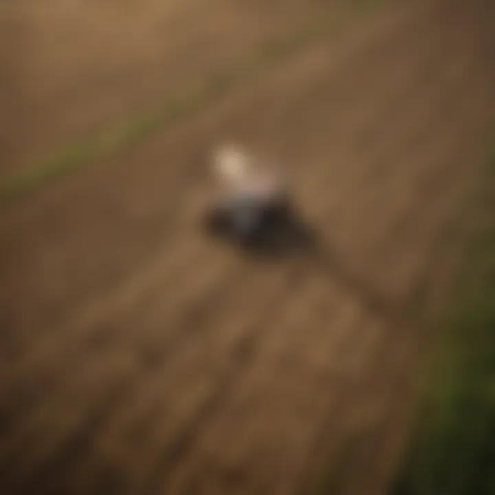 An aerial view of a farm implementing innovative striptilling methods.