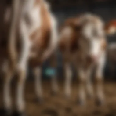 A farmer using technology to monitor calf health and nutrition.