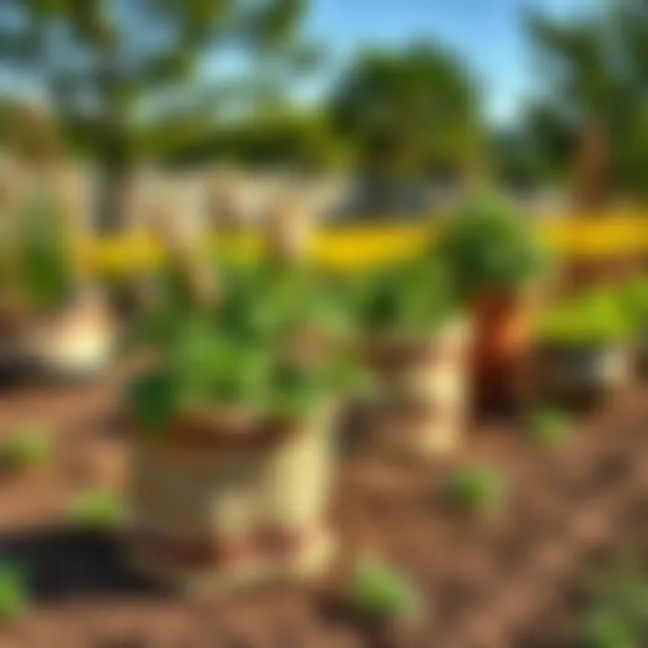 Sustainable gardening with fabric grow pots in an outdoor setting