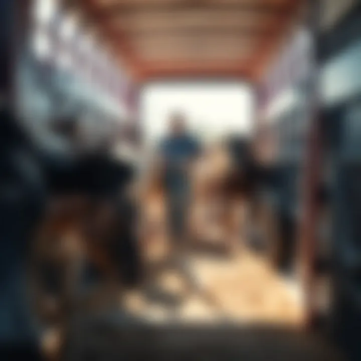 Loading Livestock into a Stock Trailer A Texas rancher loading livestock into a stock trailer