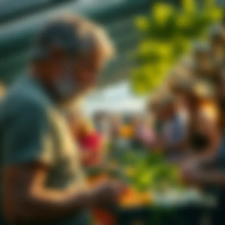 Community and Sustainability A community gathering at a local farmers market