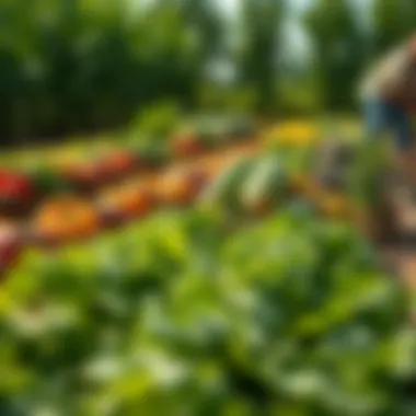 Diversity in Sustainable Agriculture A vibrant organic farm showcasing diverse crops