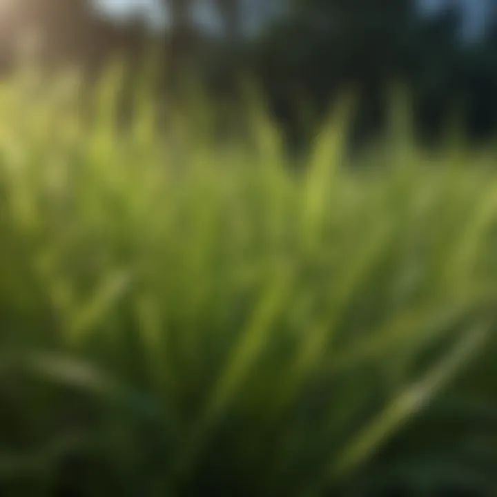 Close-up of shade-tolerant grass blades showcasing unique textures and colors