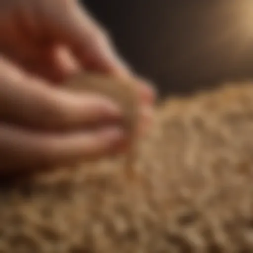 Close-up view of soybean seeds in a farmer's hand, showcasing quality and selection.