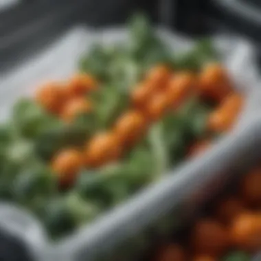 Close-up of frozen vegetables in a freezer bag