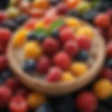 Colorful assortment of frozen fruits in a bowl