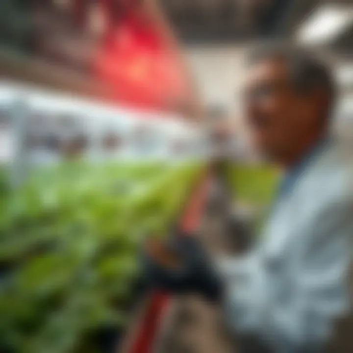 An innovative lab setting with researchers analyzing microbial interventions for enhanced soil health.