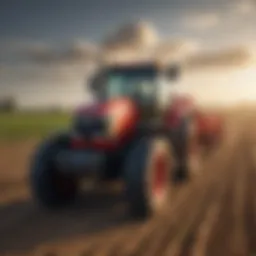 An advanced tractor equipped with mobile technology in a field