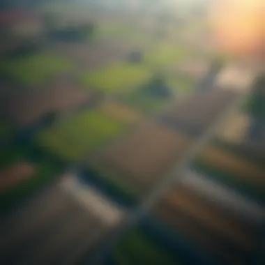 Diverse Agricultural Practices Aerial view of diverse agricultural fields showcasing various farming methods