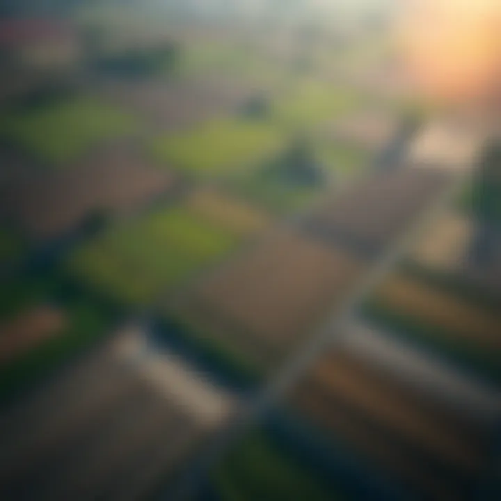 Diverse Agricultural Practices Aerial view of diverse agricultural fields showcasing various farming methods