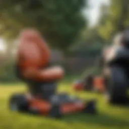 Ergonomically designed lawn mower seat showcasing lumbar support