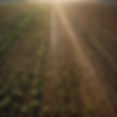 Aerial view of diverse agricultural landscapes affected by climate change