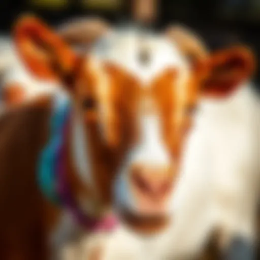 A nylon goat collar in vibrant colors