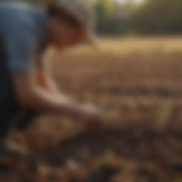 A farmer reviewing soil health indicators in a field