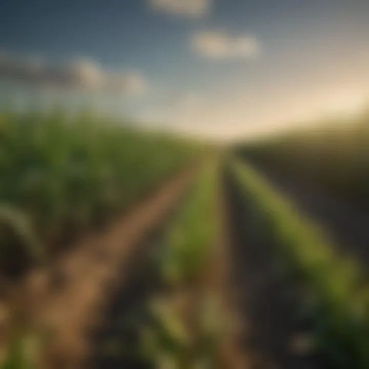 Corn field with healthy crops and urea application visible