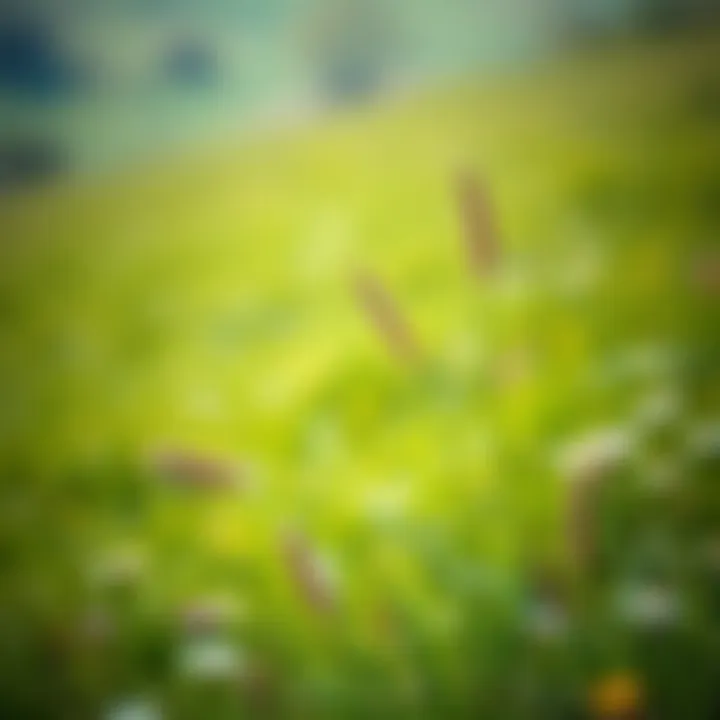 Spring Green Grass Enhancing Landscape Aesthetics Beautiful landscape featuring spring green grass and wildflowers