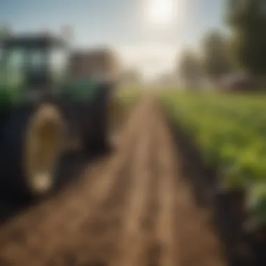 Close-up of sustainable farming practices with eco-friendly technology in action.