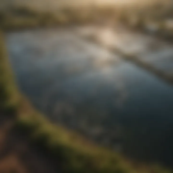 An overview of tilapia aquaculture ponds in a sustainable setup.