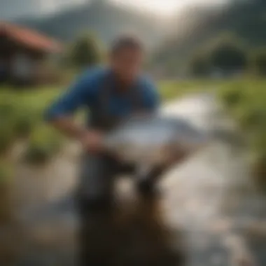 Sustainable practices in tilapia farming, illustrating environmental harmony.