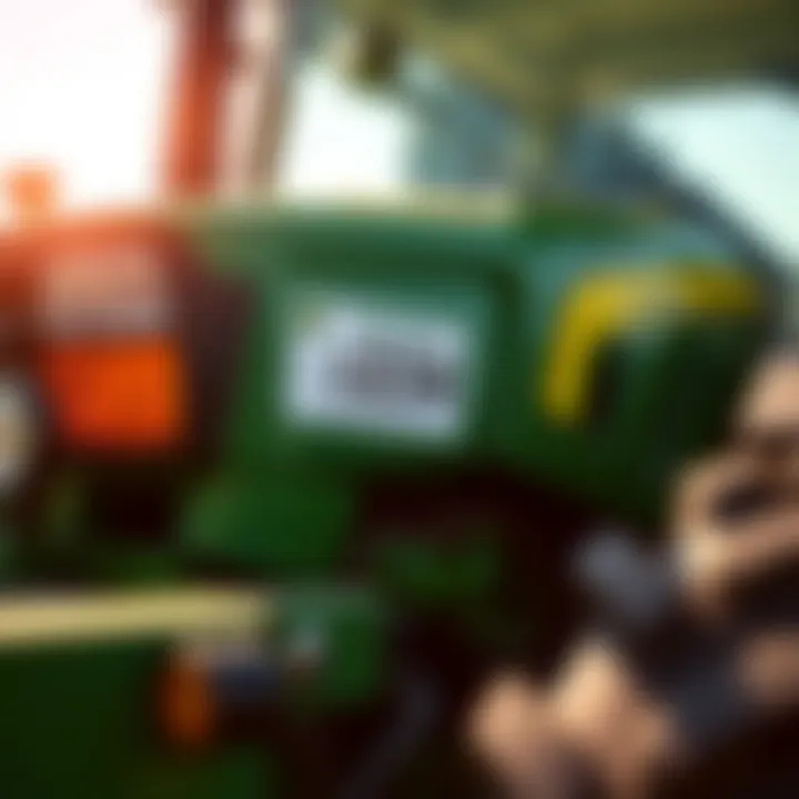 Close-up of John Deere tractor pricing tag