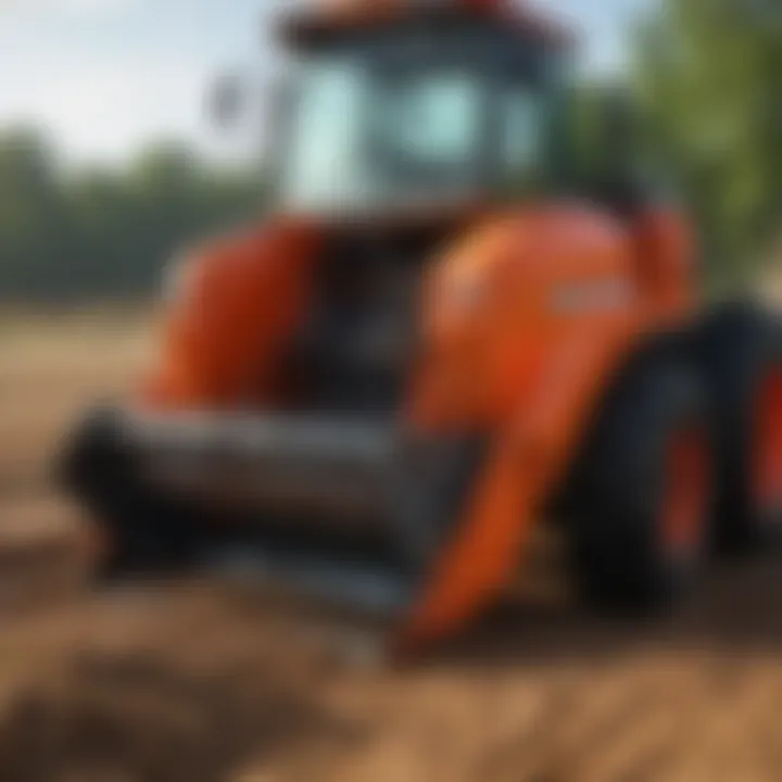 Detailed view of a tractor screening bucket showcasing its unique design features