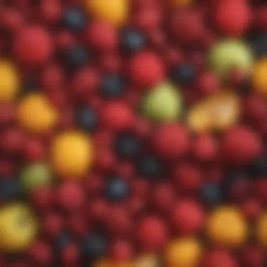 Diverse Frozen Fruit Selection Vibrant assortment of frozen fruits ready for ice cream transformation