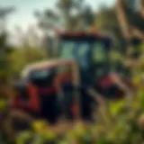 A robust brush mower navigating through dense vegetation