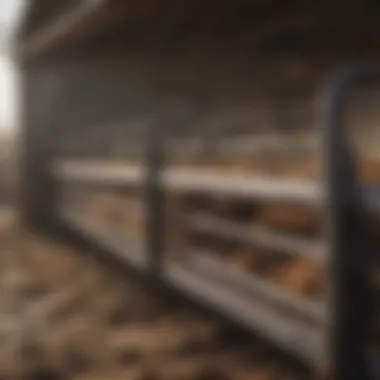 Detailed view of a cattle load bar installed in a farm environment.